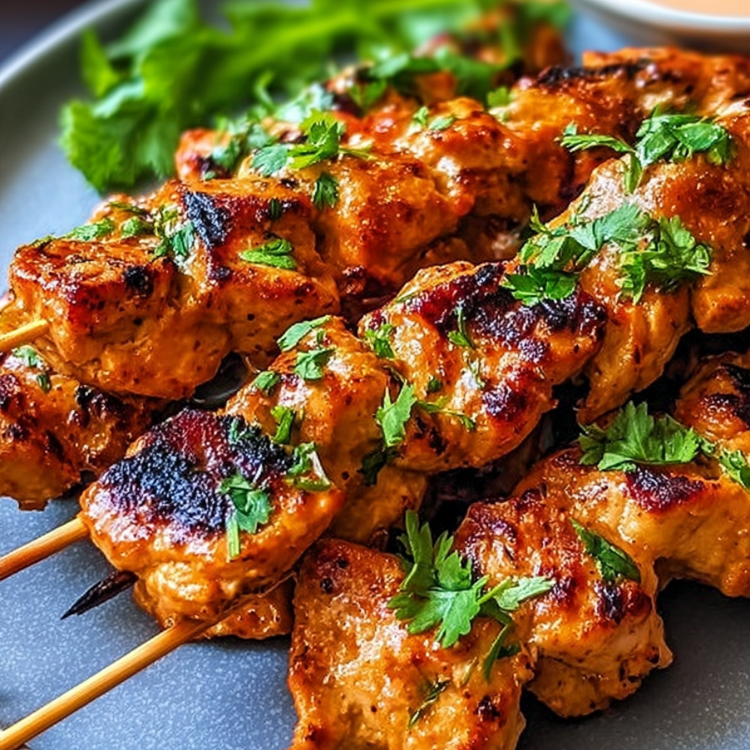 Juicy grilled meat piled on a dish.