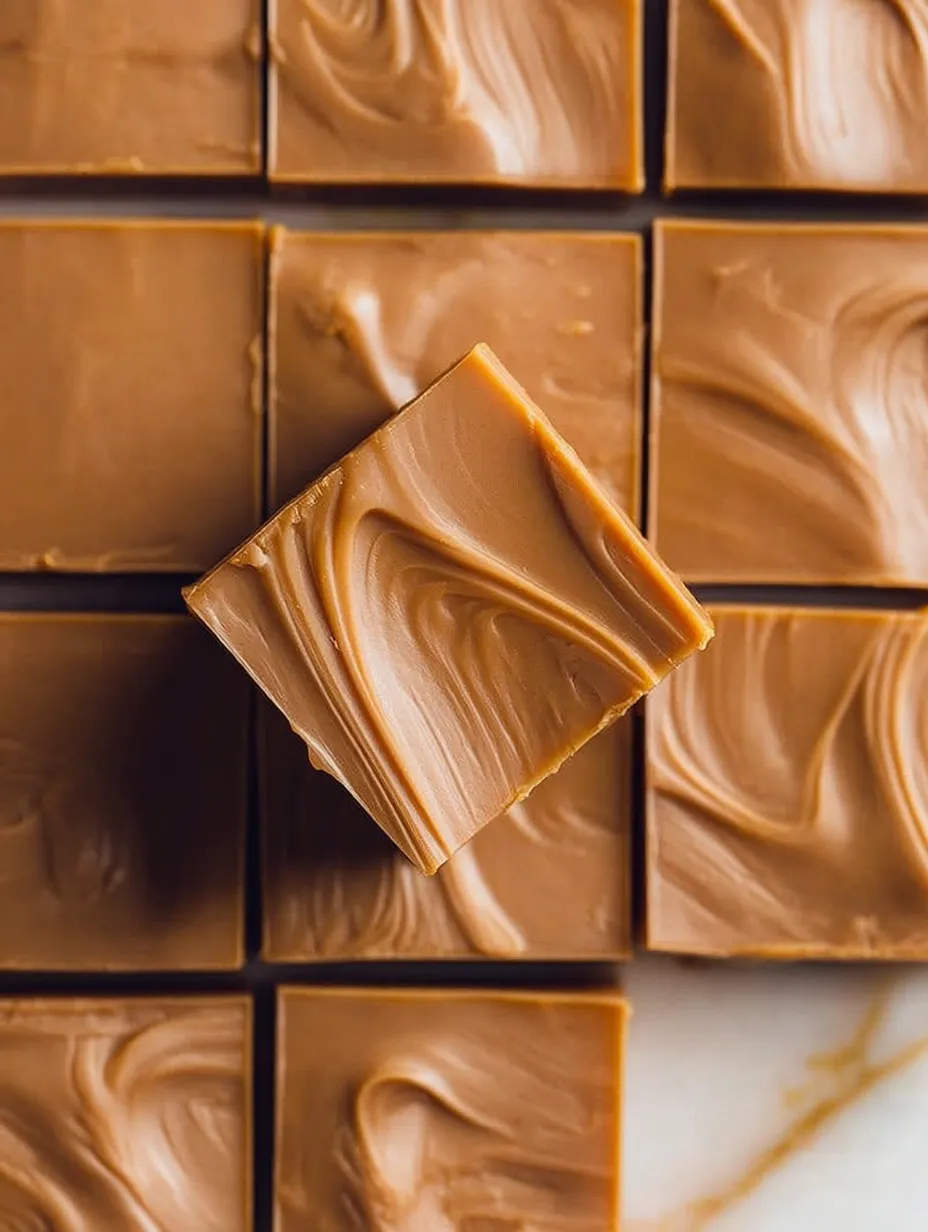 A single square of caramel cake.