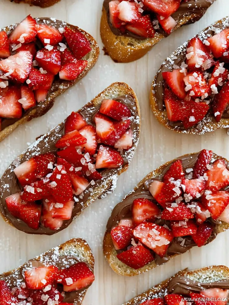 A plate loaded with fresh strawberries and chocolate spread on bread.