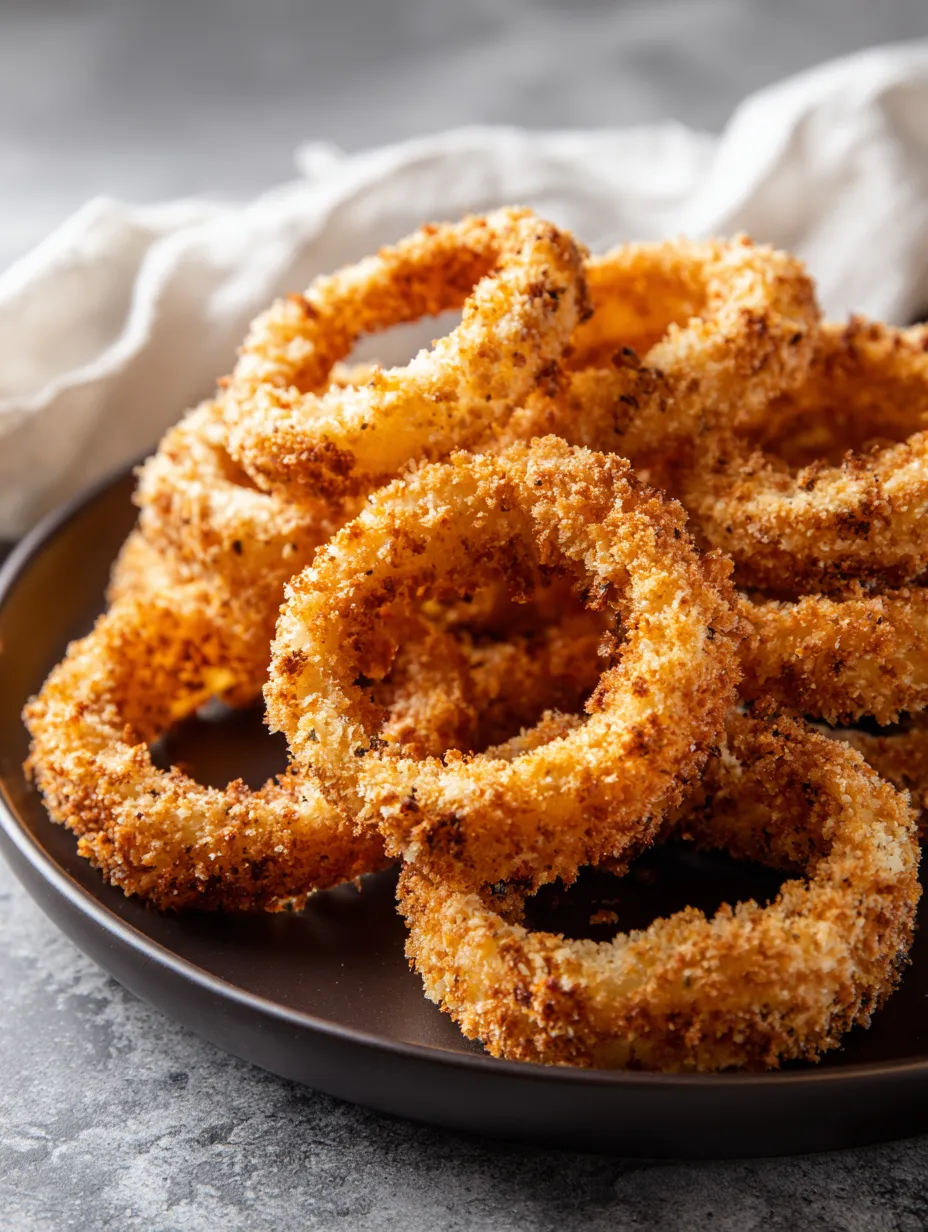A plate loaded with onion rings.