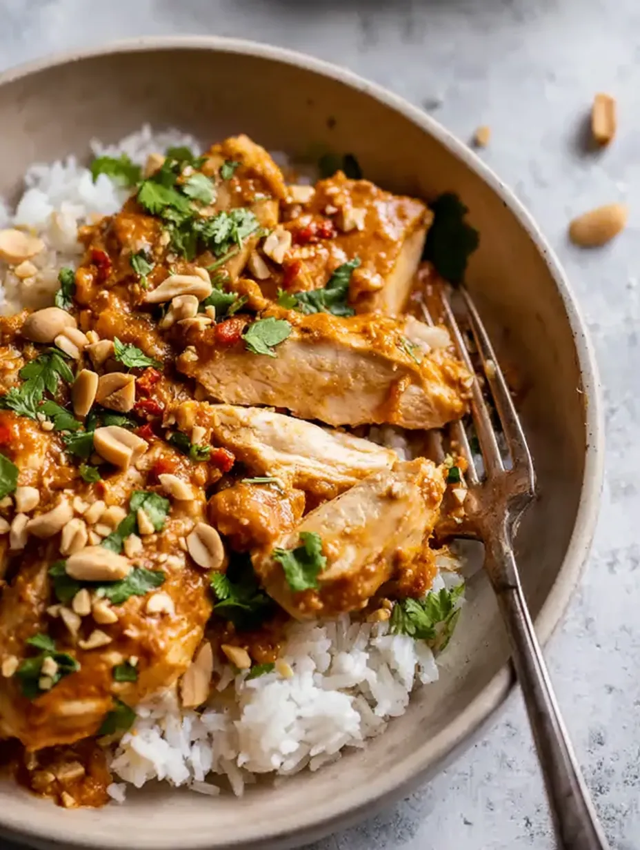A plate stacked with saucy chicken and rice.