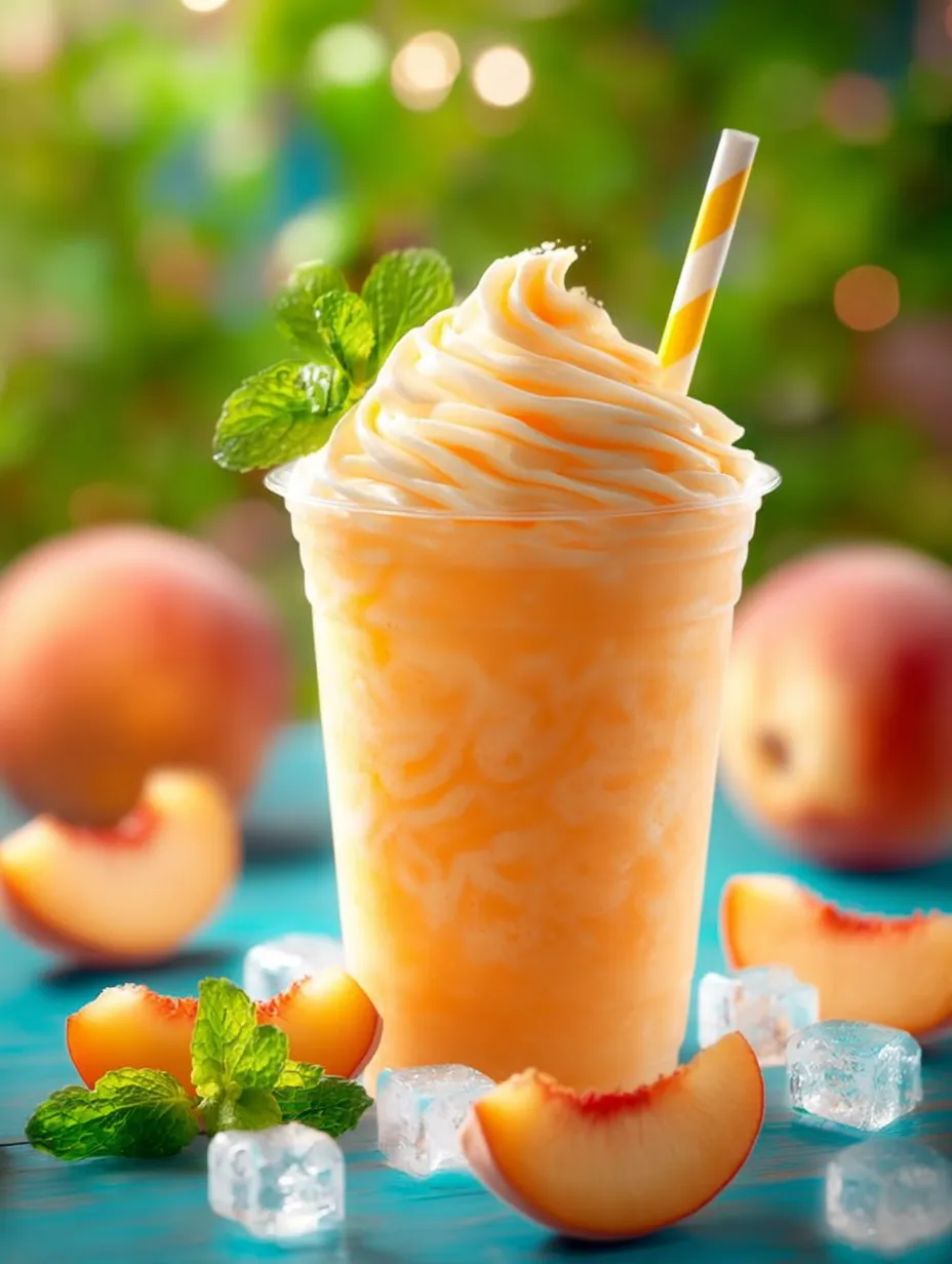 Orange slush in a glass with a fresh mint leaf.