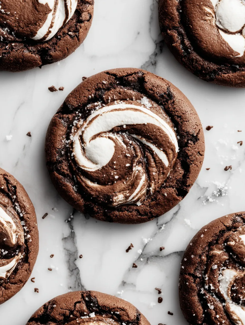 Chocolate cookies with white frosting.