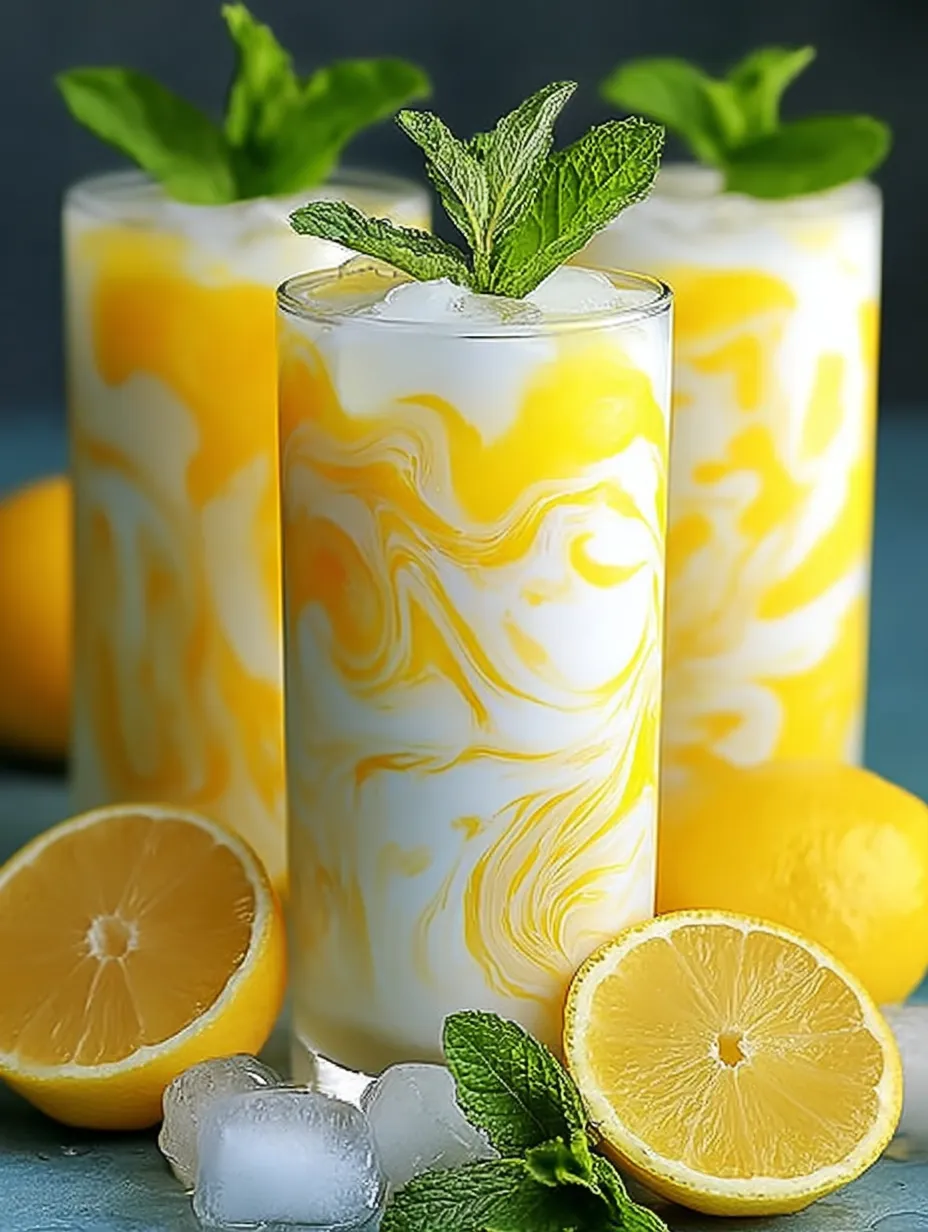 Two glasses of lemonade with lemon slices in them.