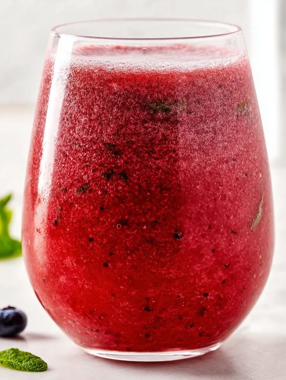 A glass of red juice.