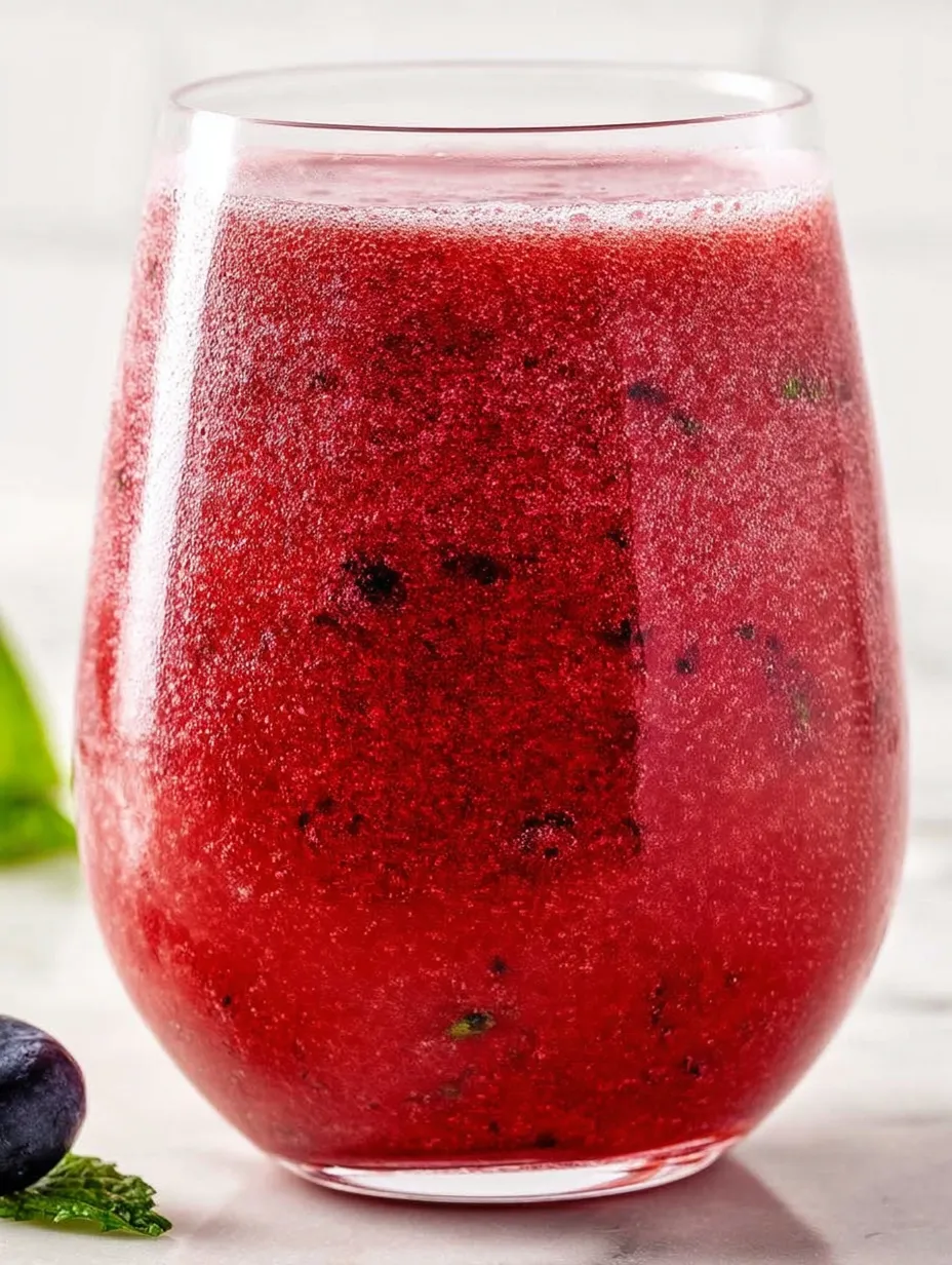 A glass of red juice.