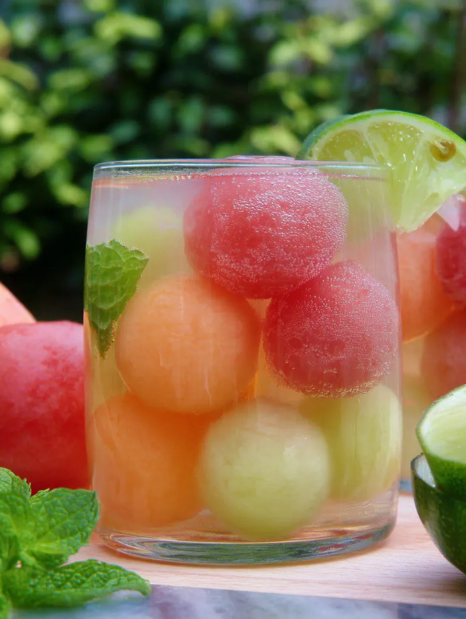 A glass of fruit with a lime wedge on the side.