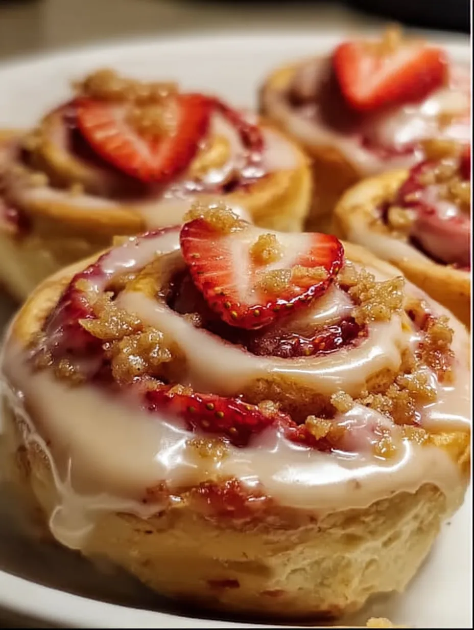 A pastry with strawberries on top.