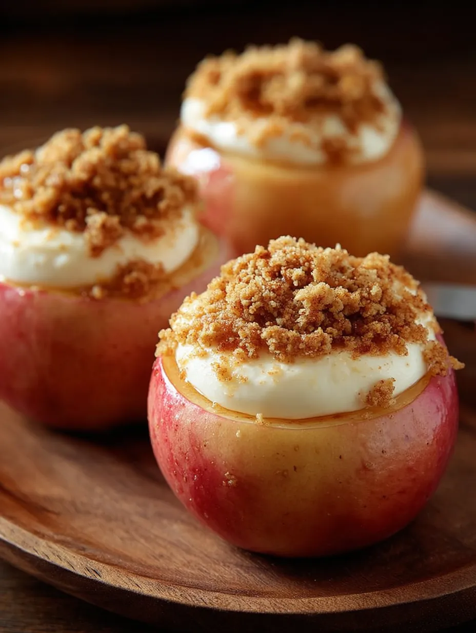 Three apples with cinnamon on top.