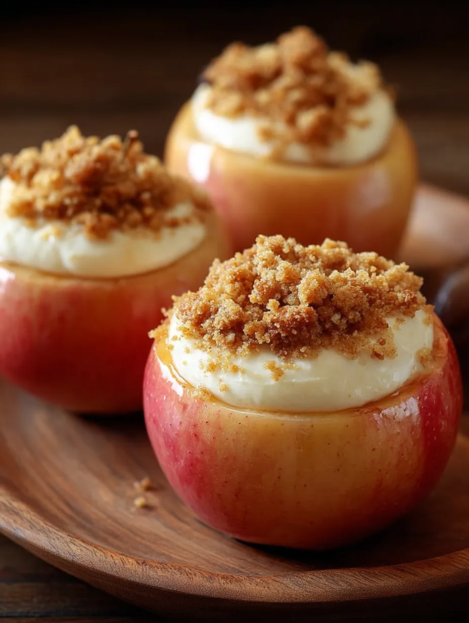 Three apples with cinnamon topping.