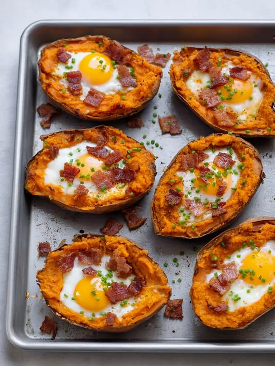 Bacon and egg breakfast in a pan.