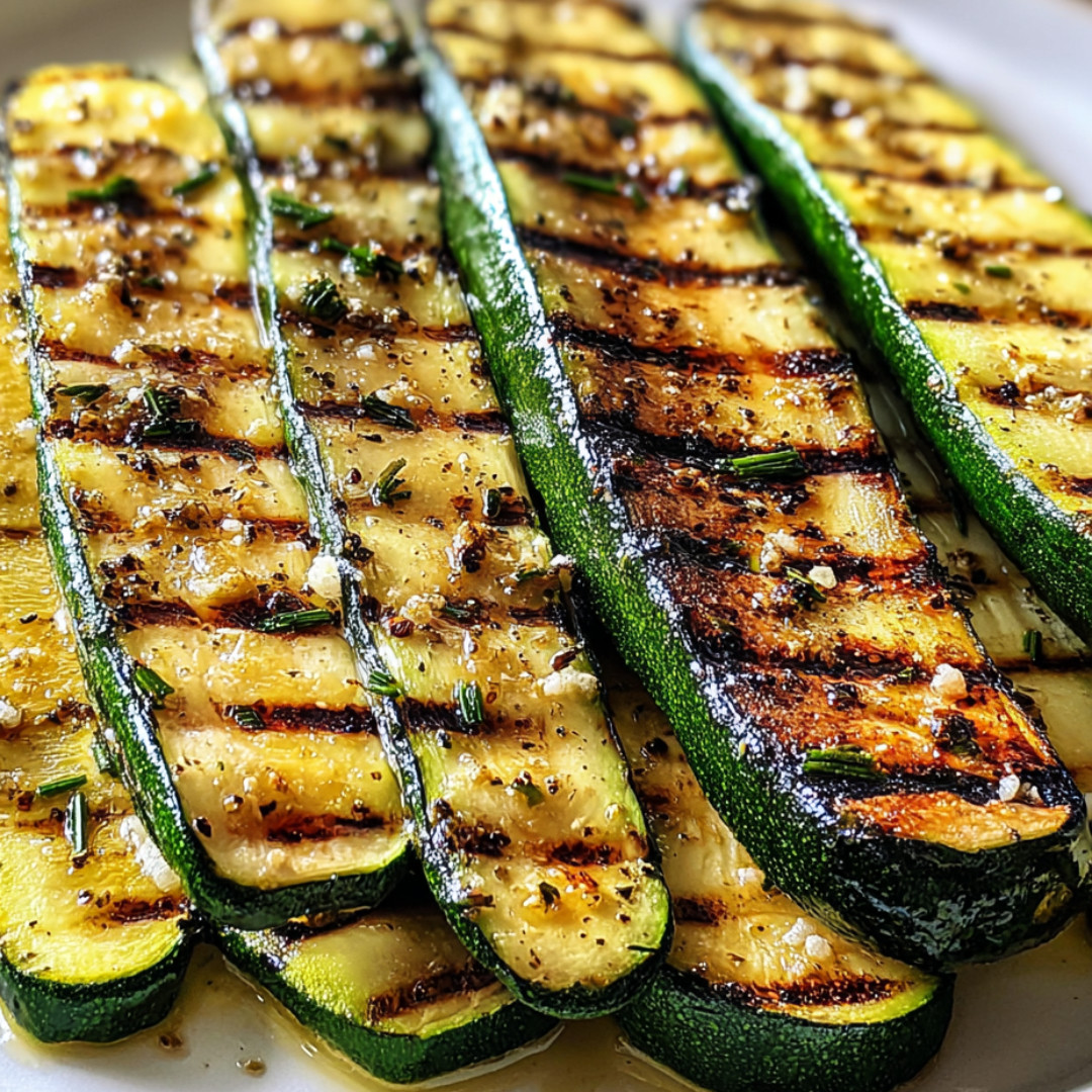 Grilled zucchini with seasoning.