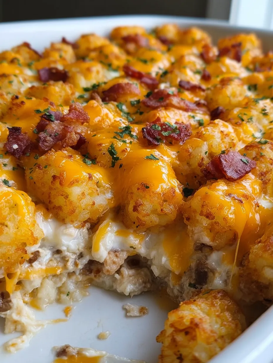 A plate of food with bacon and cheese.