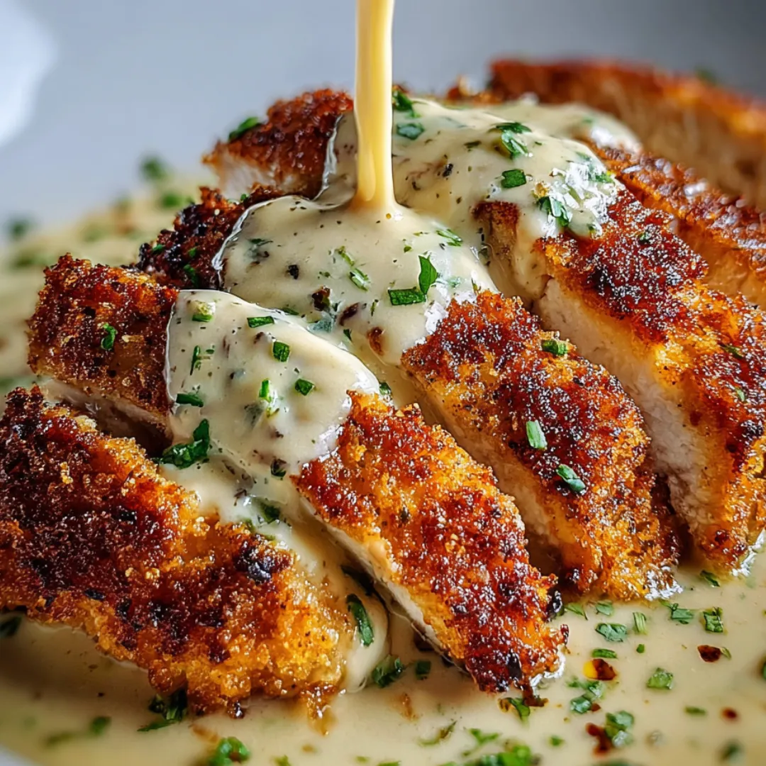 A juicy chicken breast covered in sauce.