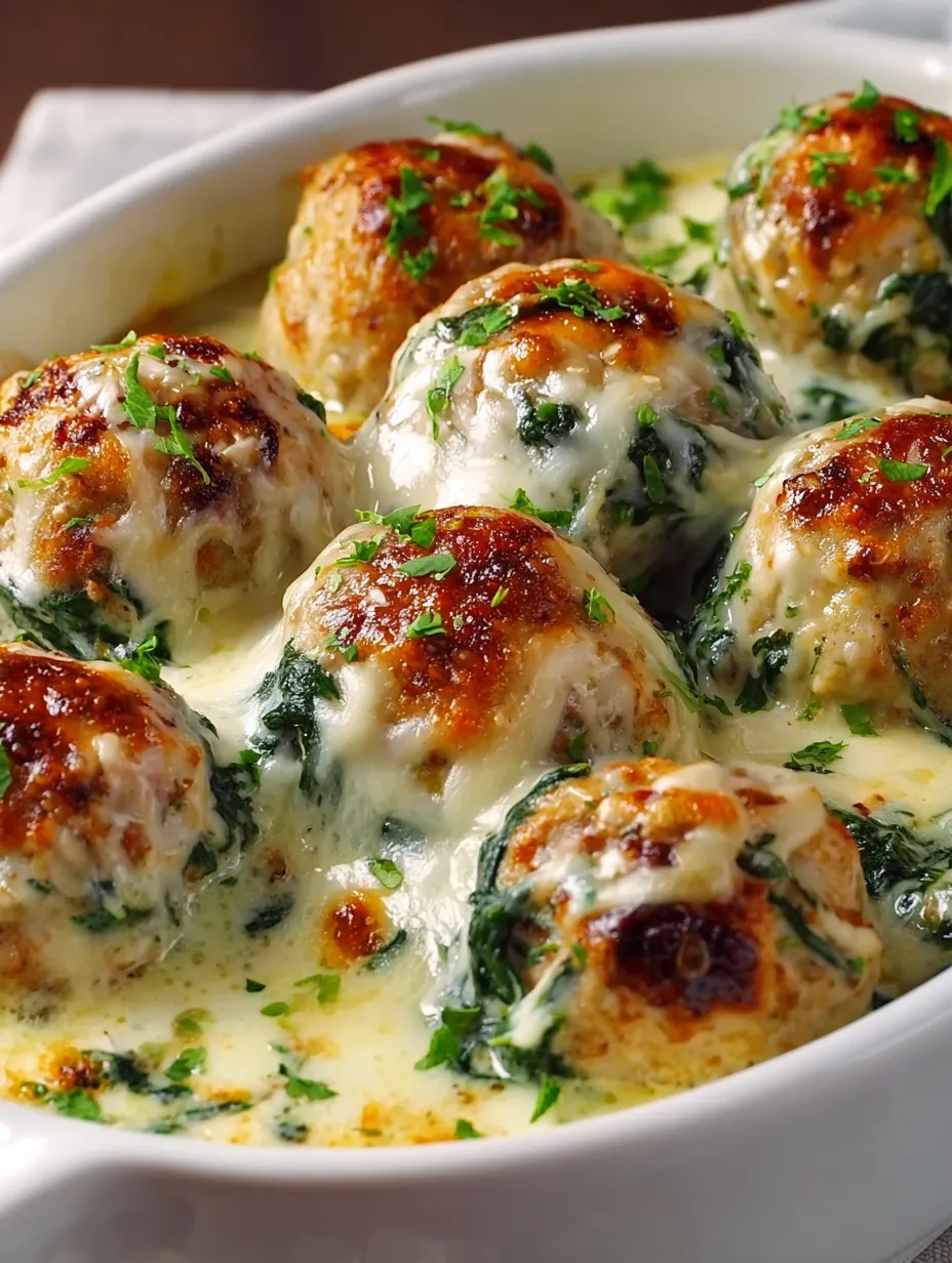 A hearty bowl with greens and juicy meatballs.
