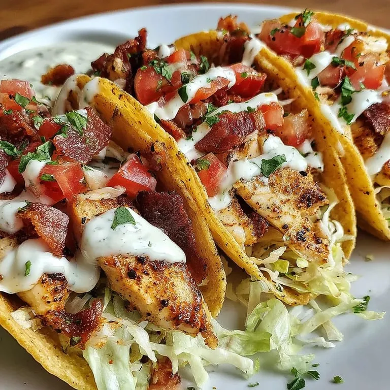 A plate loaded with bacon and chicken.