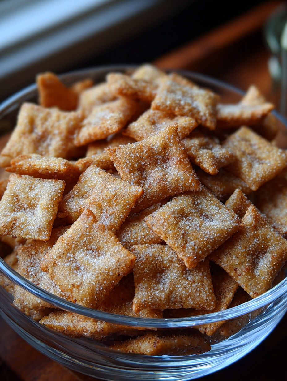 A bowl of homemade cinnamon toast crunch.