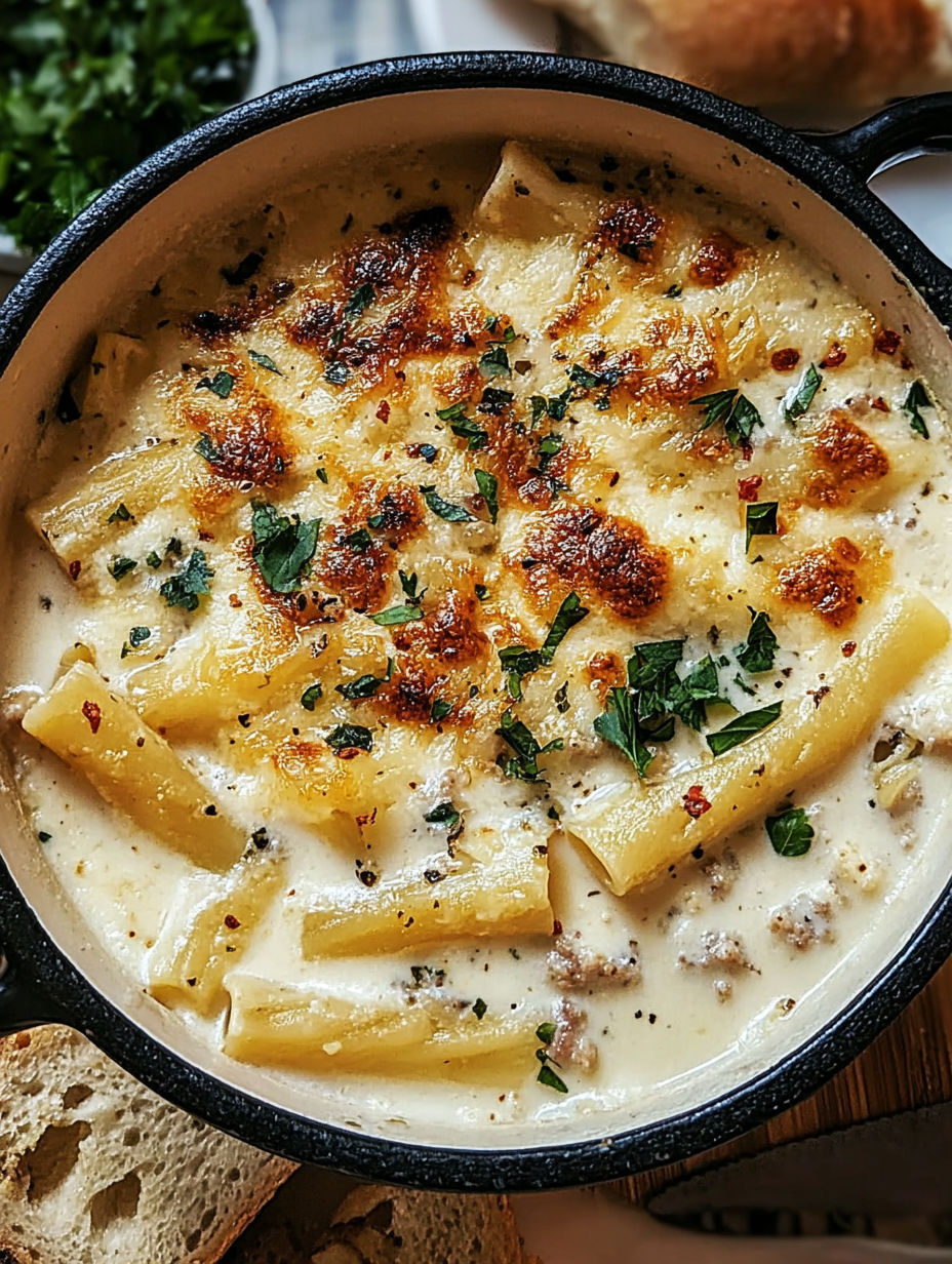 A bowl of white lasagna soup.