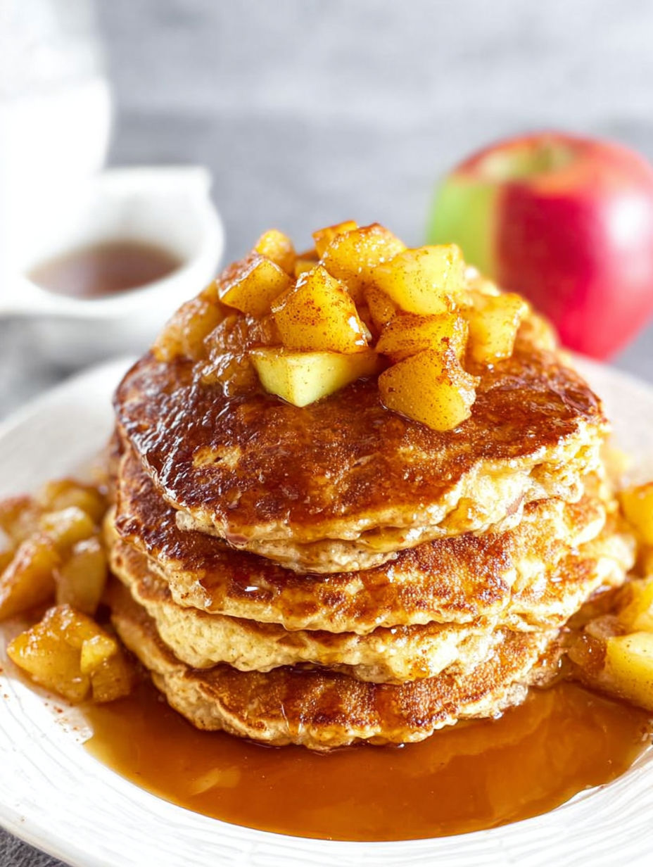 A stack of apple cinnamon pancakes.