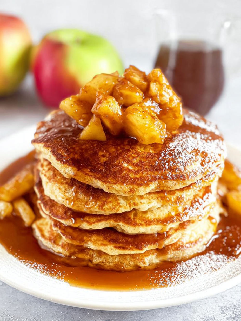 A stack of apple cinnamon pancakes.