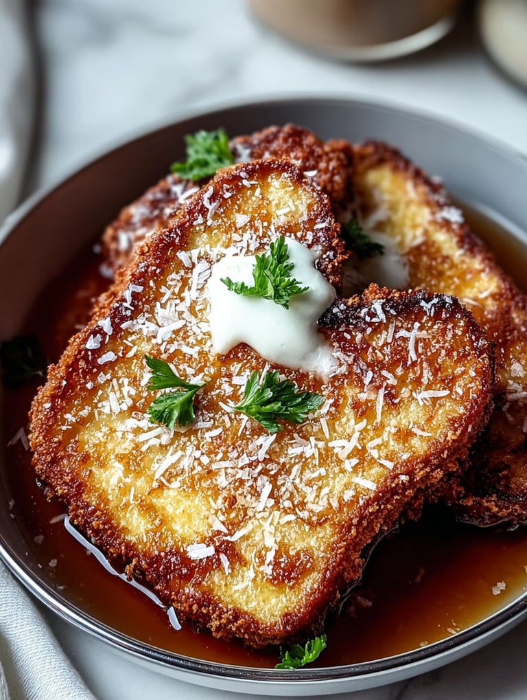 French toast with coconut crust.