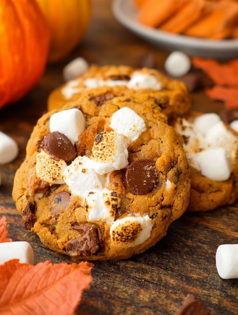 A close up of a cookie with marshmallows and chocolate chips.