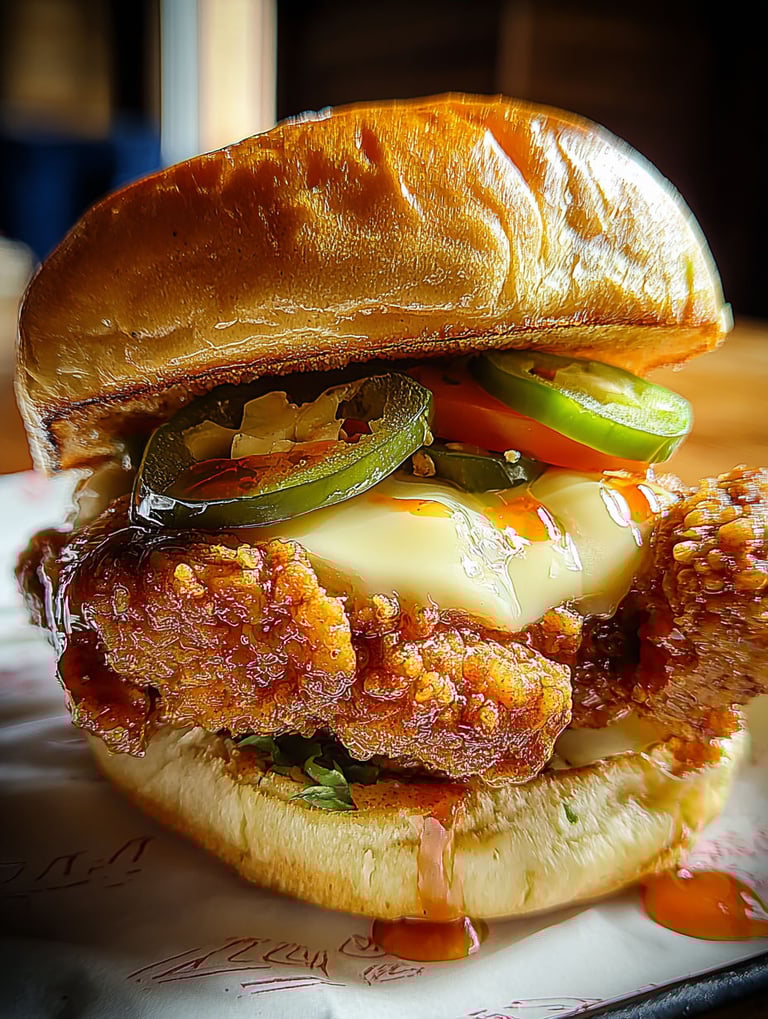 A jalapeno honey crispy chicken sandwich.