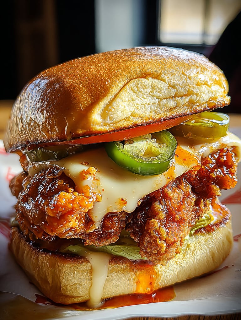 A jalapeno honey crispy chicken sandwich.
