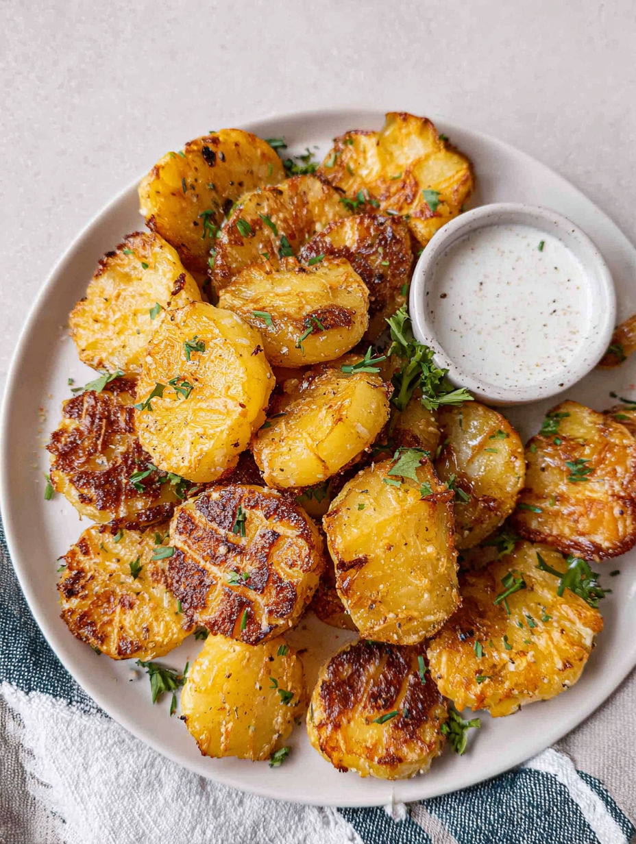 A plate of Parmesan potatoes.