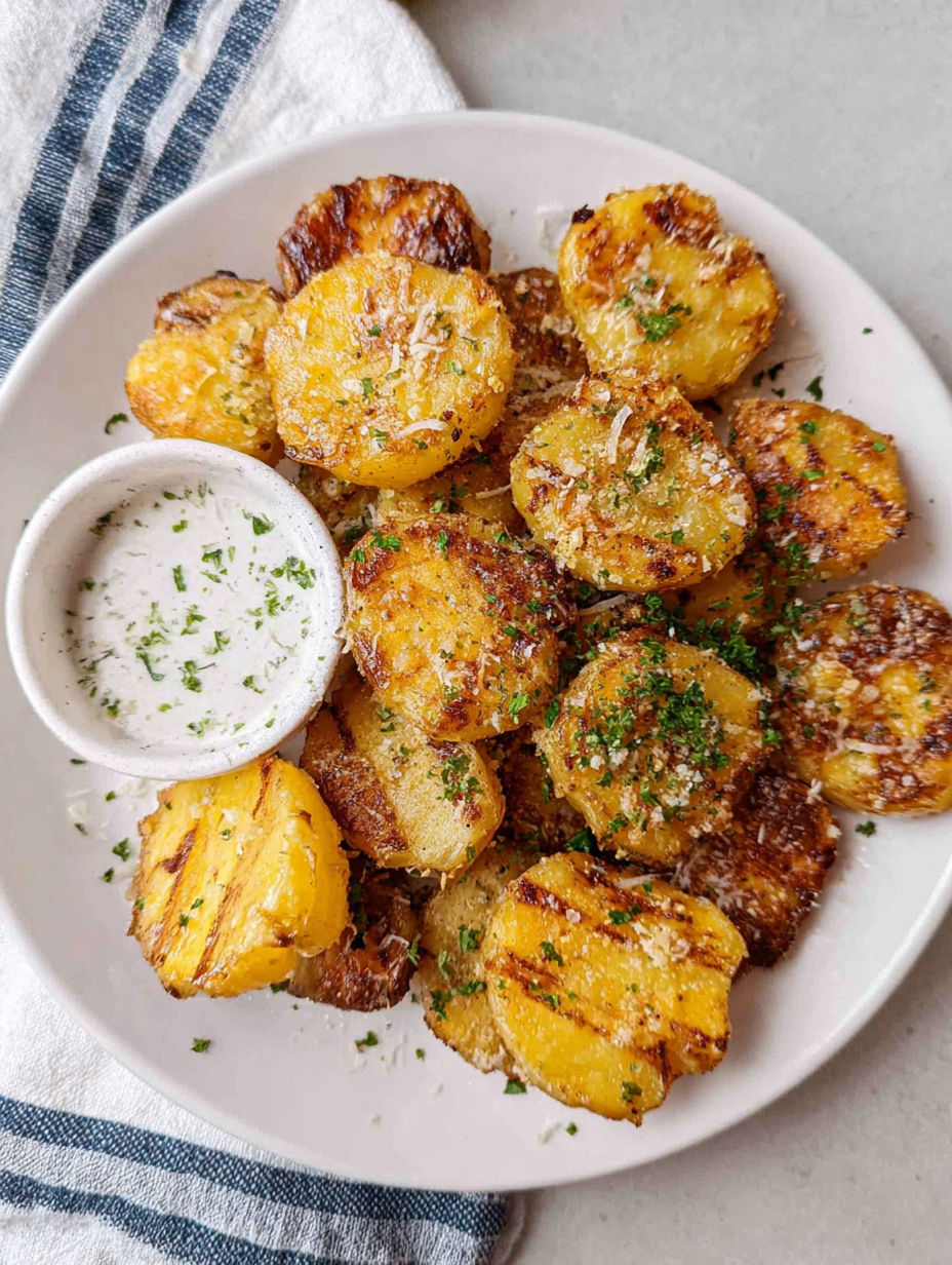 A plate of Parmesan potatoes.
