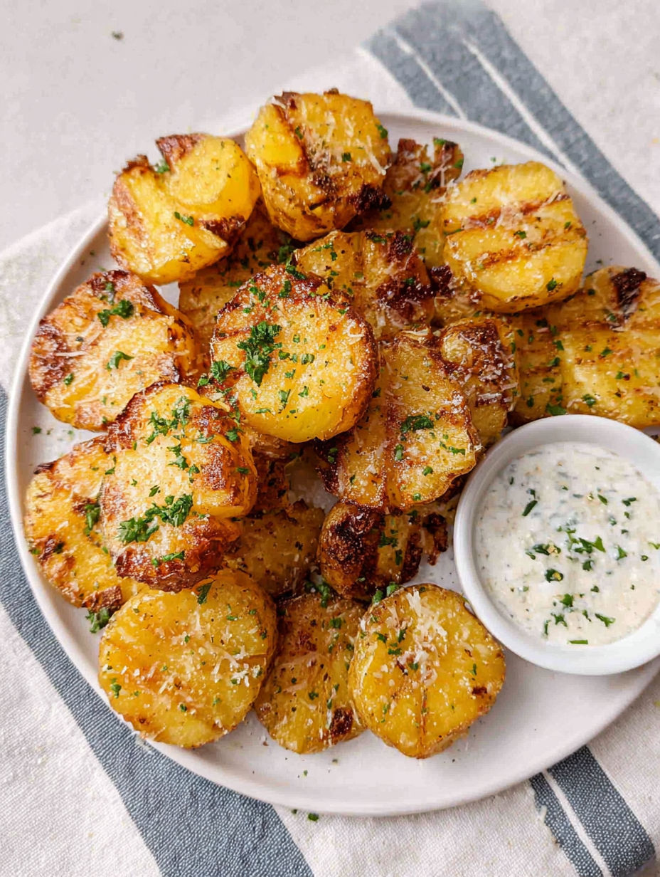 A plate of Parmesan potatoes.