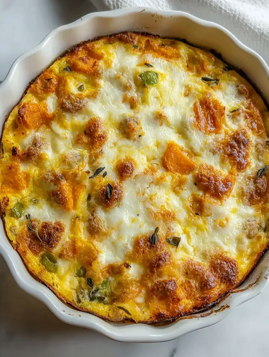A close up of a delicious looking sweet potato casserole.