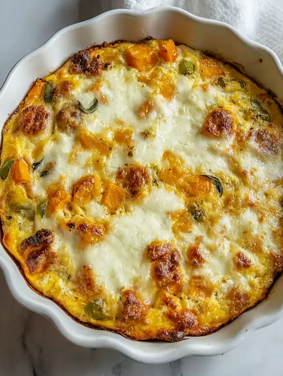 A dish of sweet potato and cheese.