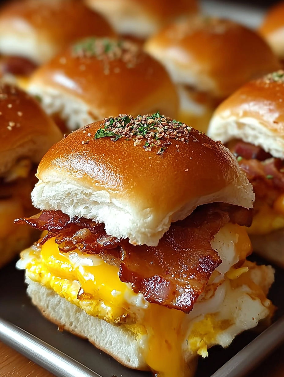 Bacon, egg, and cheese breakfast sliders.