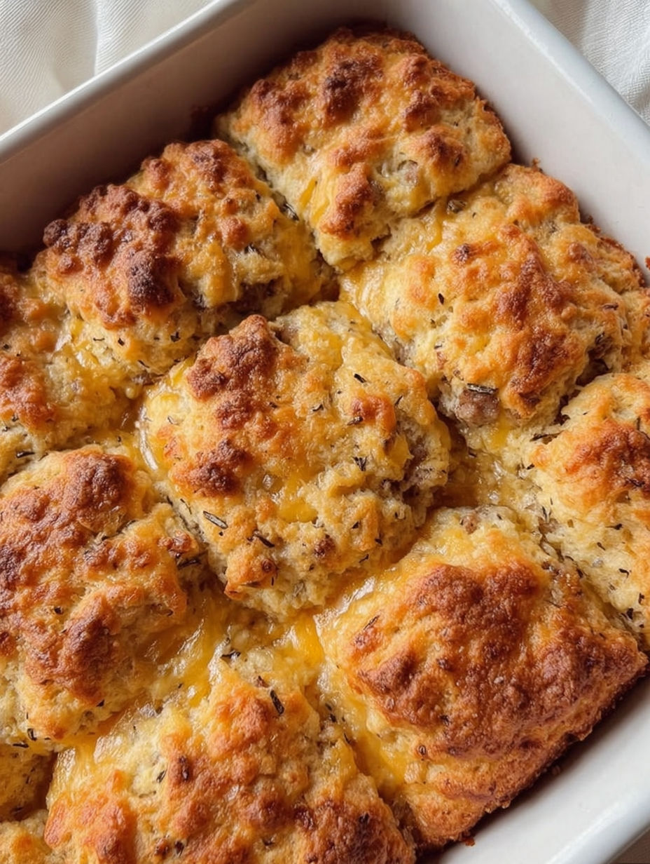 A pan of biscuits with cheese and herbs.