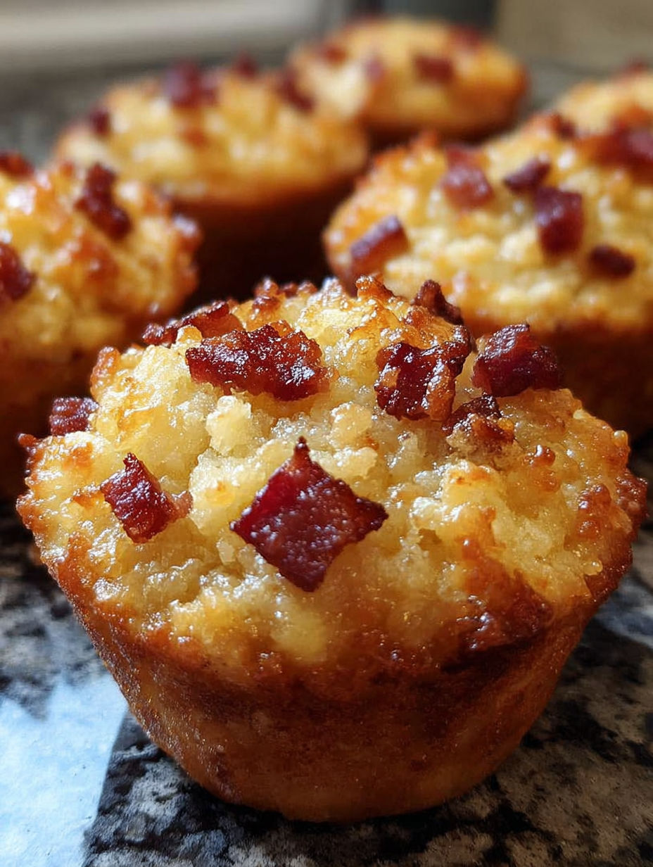 Maple bacon pancake muffins on a table.
