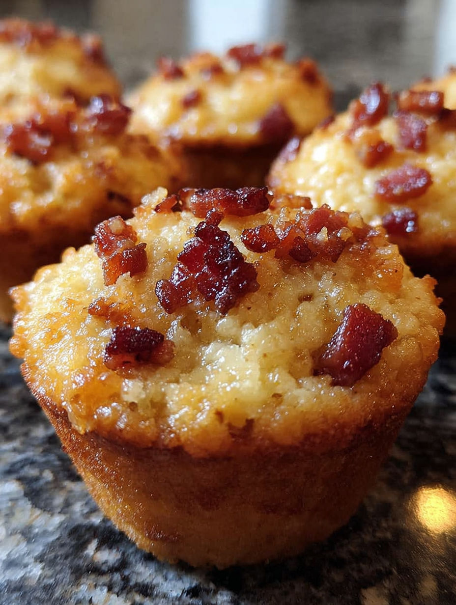 Maple bacon pancake muffins on a table.