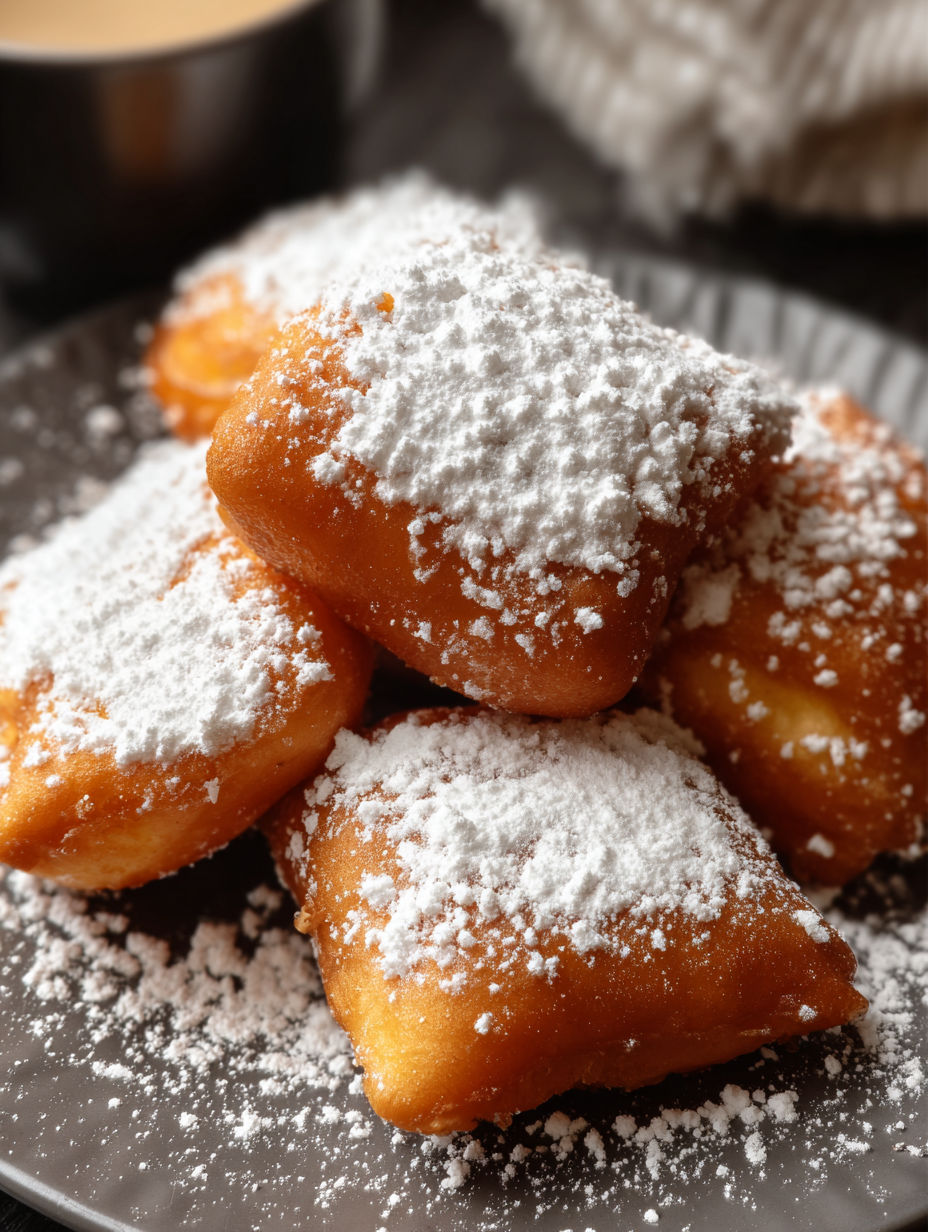 A stack of powdered donuts.