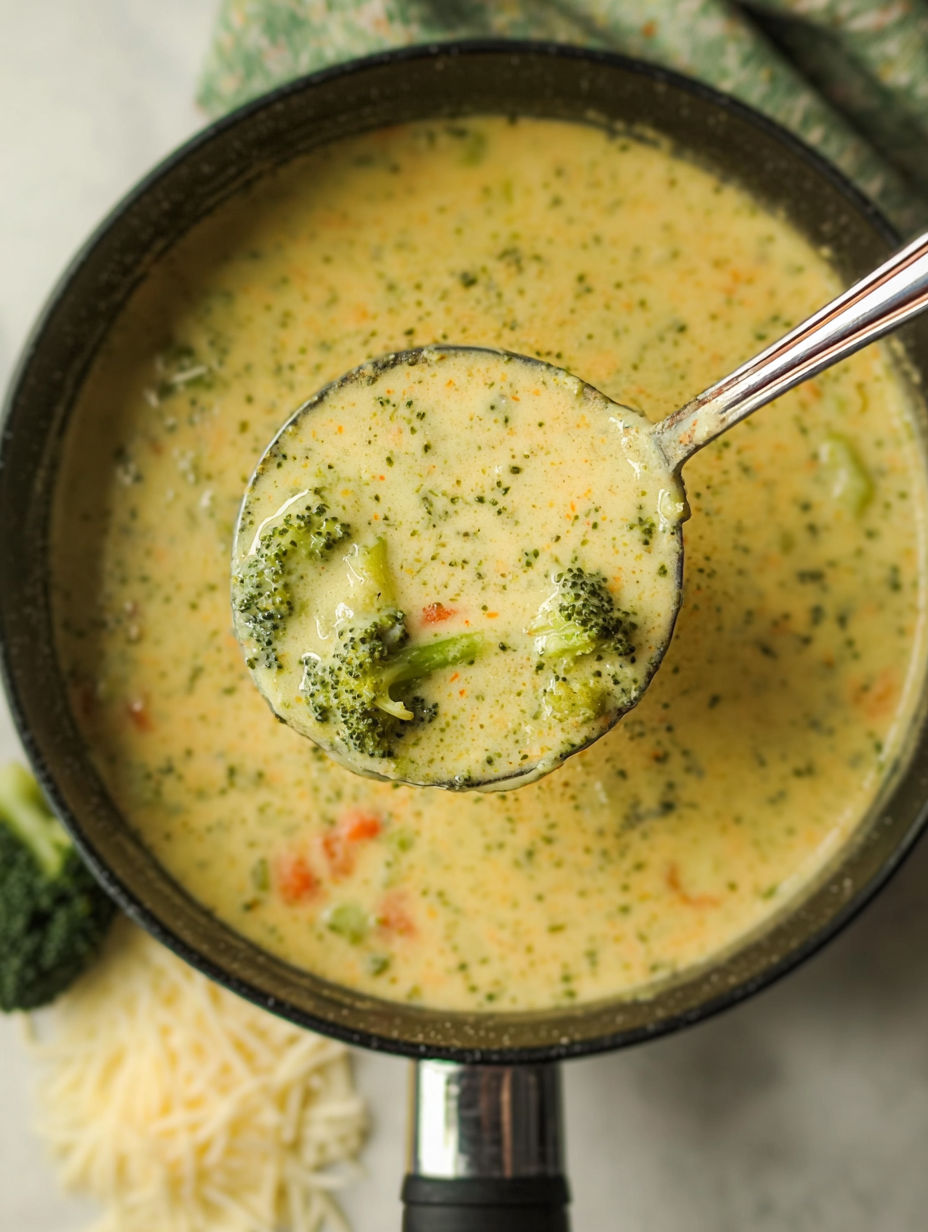 A spoon is in a bowl of soup.