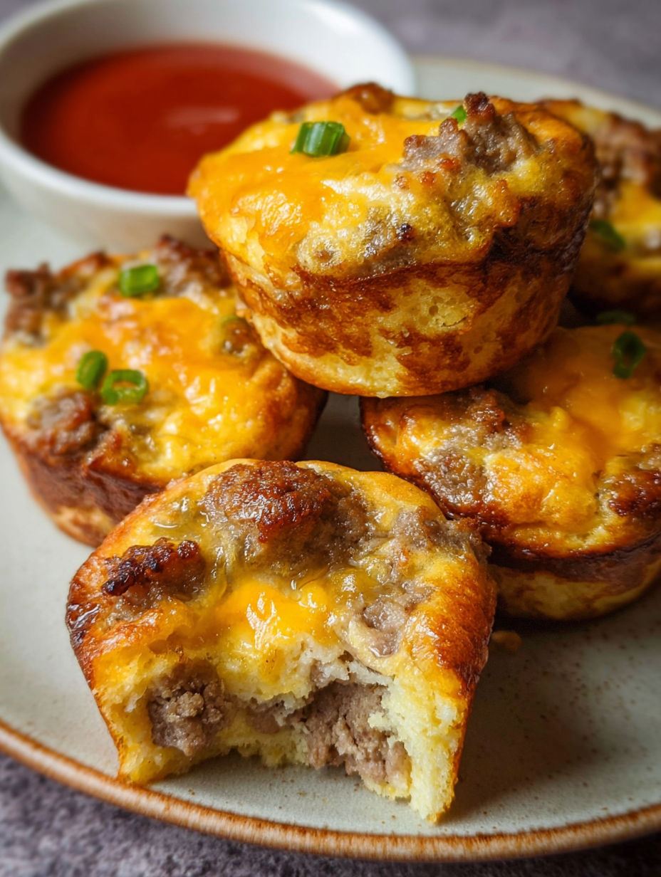 Sausage Pancake Muffins with a side of ketchup.