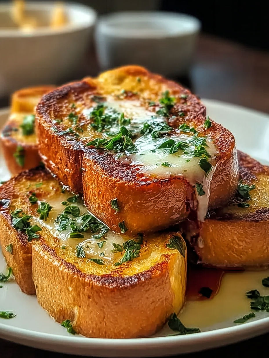 French toast with cheese and herbs.