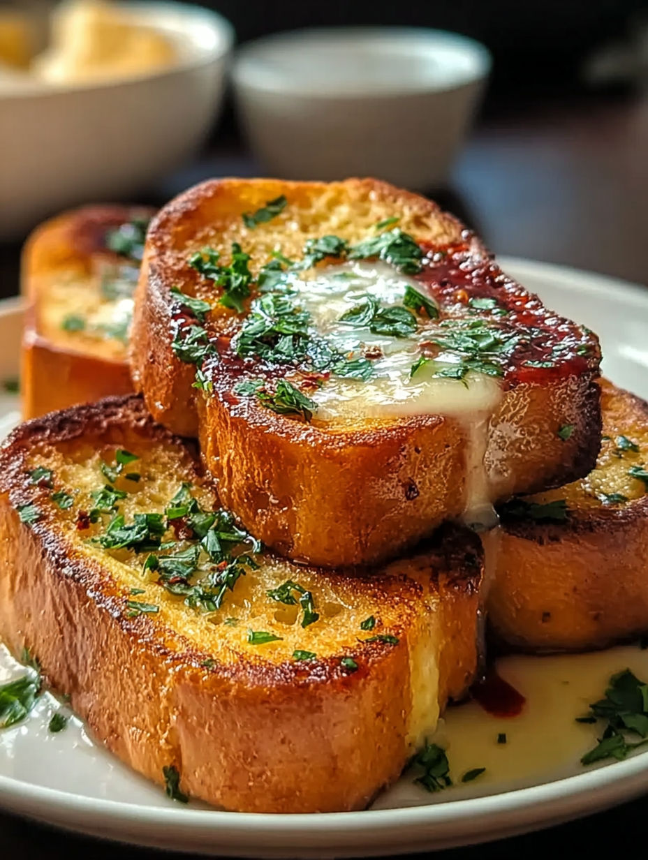 French toast with cheese and herbs.