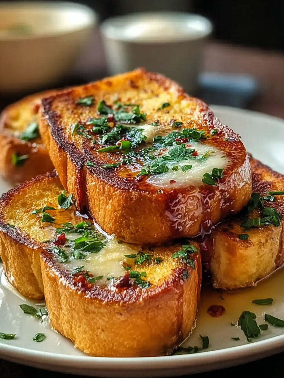 French toast with cheese and herbs.