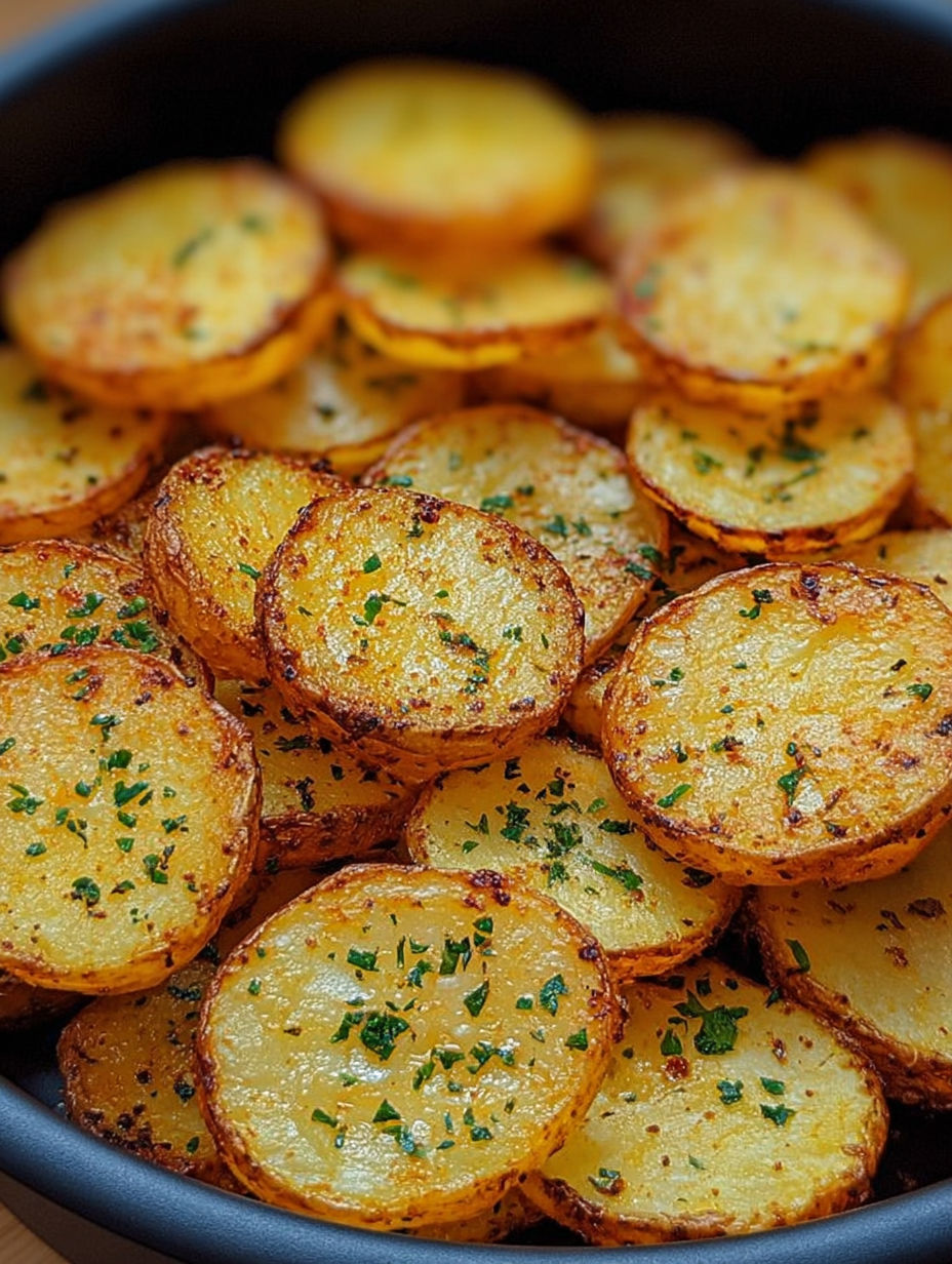 Crispy air fryer potato slices.