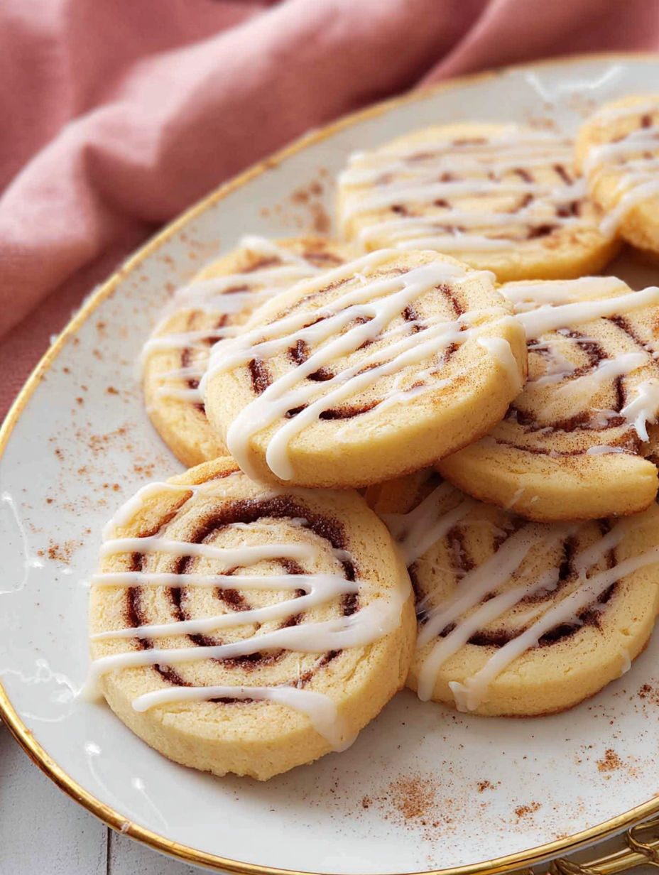 A plate of cinnamon roll cookies.
