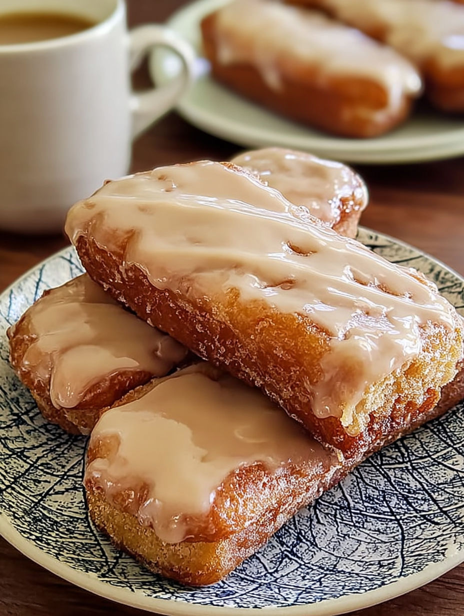 A plate of soft baked maple donut bars.