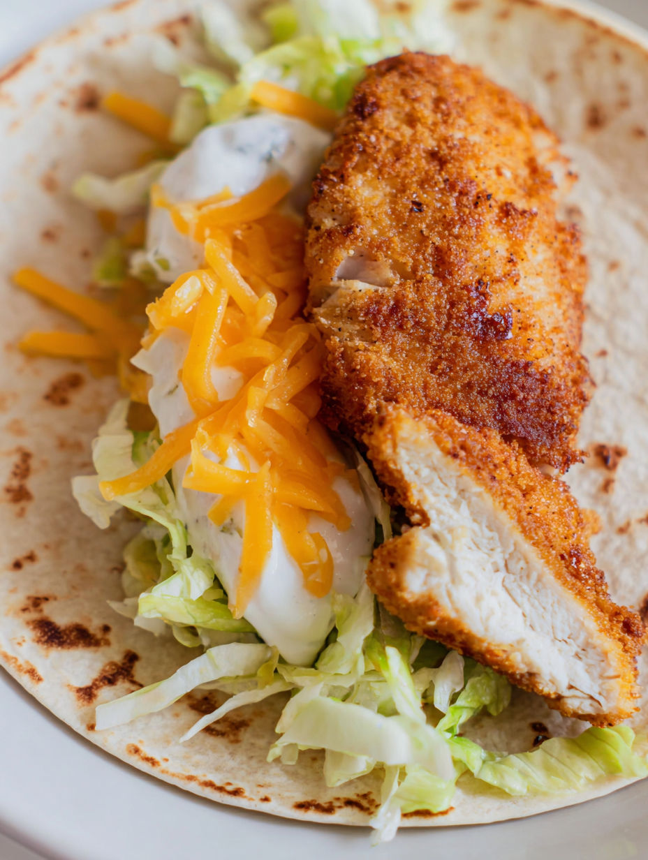 A chicken snack wrap with cheese and lettuce.