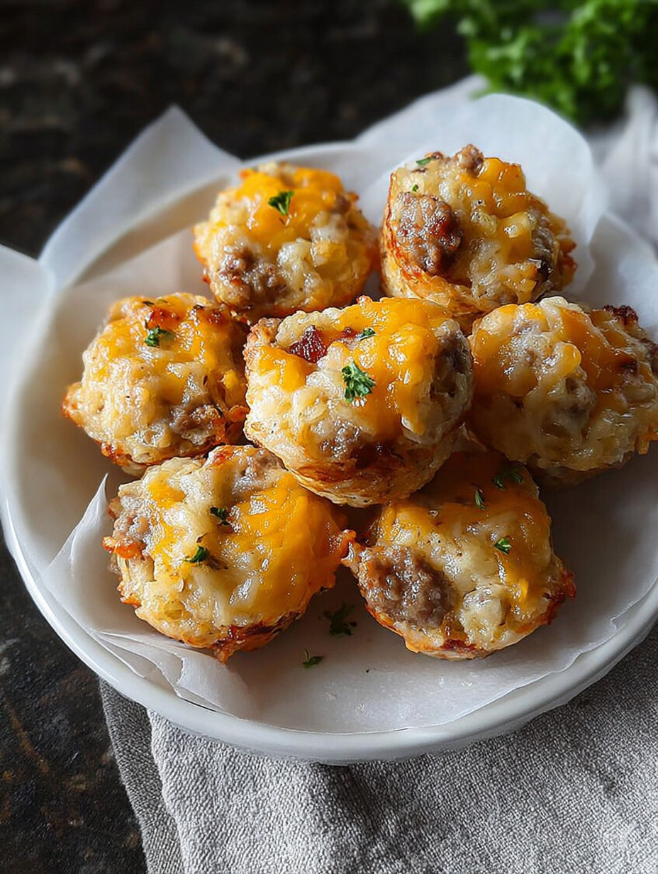 A plate of sausage hashbrown bites.