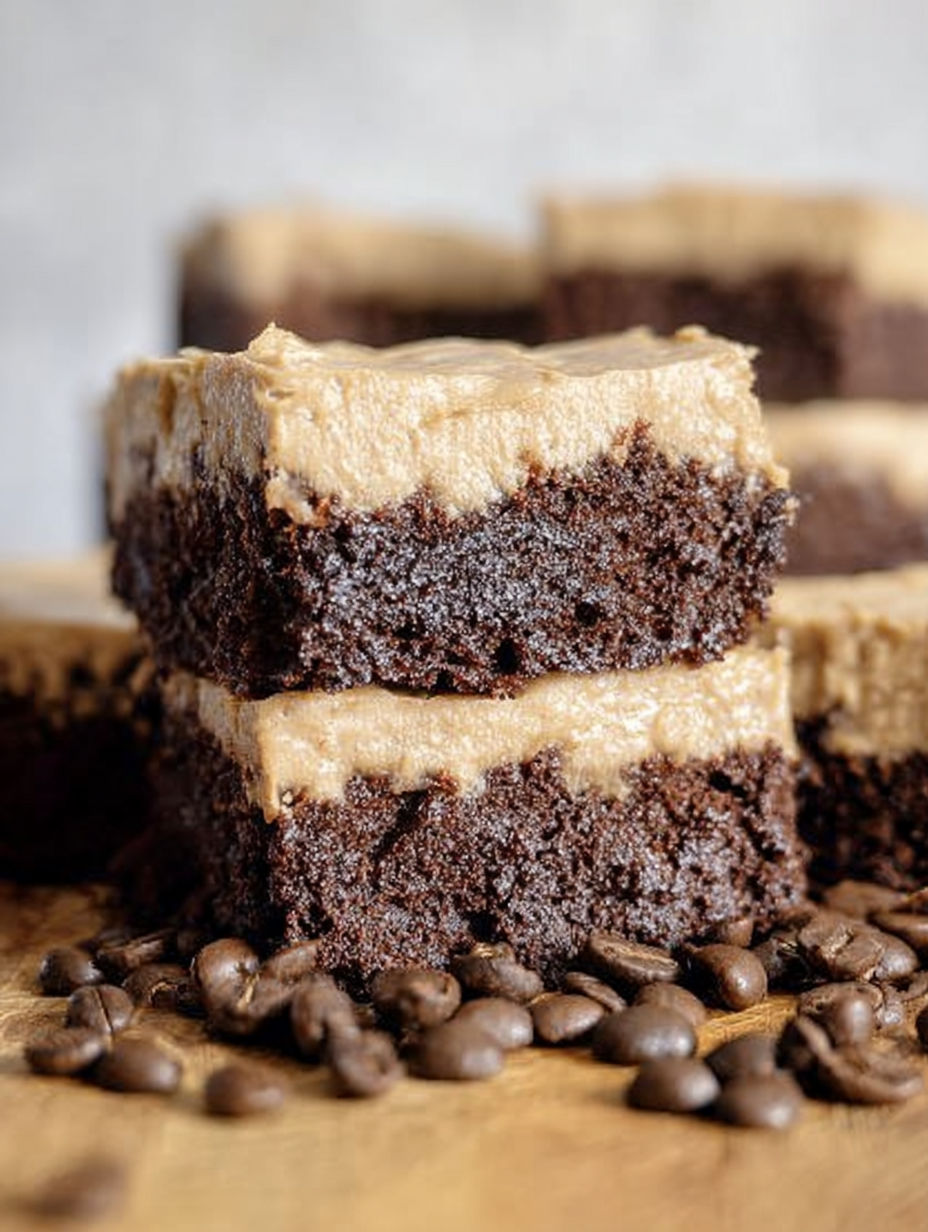 A close up of a slice of chocolate and caramel coffee cake.