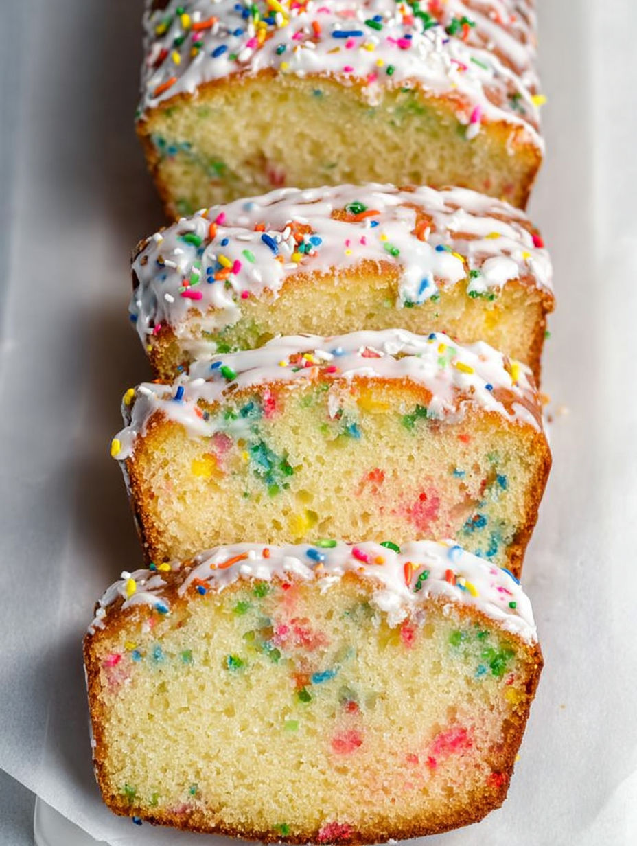 A slice of funfetti pound cake.